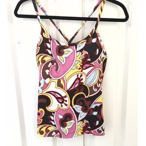 Athleta Swimsuit Top 34DD Paisley Print Tankini Underwire Multi Way